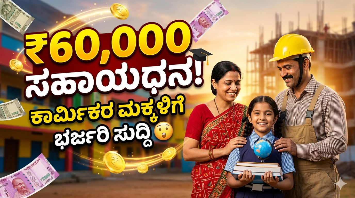 ಕಾರ್ಮಿಕರ ಮಕ್ಕಳಿಗೆ ₹60,000 ವರೆಗೆ ಶೈಕ್ಷಣಿಕ ಧನಸಹಾಯ! 1ನೇ ತರಗತಿಯಿಂದ ಪಿಎಚ್‌ಡಿವರೆಗೆ ಸಂಪೂರ್ಣ ಮಾಹಿತಿ